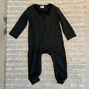 12 month black one piece faux velvet suit